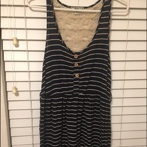 Striped navy blue dress with laced back.